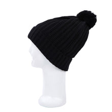 Load image into Gallery viewer, Premium Unisex Ribbed Knit Solid Color Winter Beanie Hat w- Pom Pom