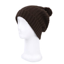Load image into Gallery viewer, Premium Unisex Ribbed Knit Solid Color Winter Beanie Hat w- Pom Pom
