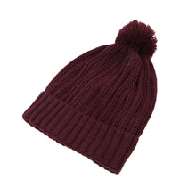 Load image into Gallery viewer, Premium Unisex Ribbed Knit Solid Color Winter Beanie Hat w- Pom Pom