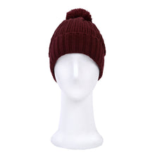 Load image into Gallery viewer, Premium Unisex Ribbed Knit Solid Color Winter Beanie Hat w- Pom Pom