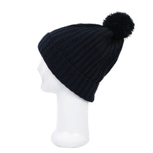 Load image into Gallery viewer, Premium Unisex Ribbed Knit Solid Color Winter Beanie Hat w- Pom Pom