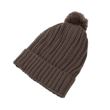 Load image into Gallery viewer, Premium Unisex Ribbed Knit Solid Color Winter Beanie Hat w- Pom Pom