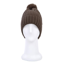 Load image into Gallery viewer, Premium Unisex Ribbed Knit Solid Color Winter Beanie Hat w- Pom Pom