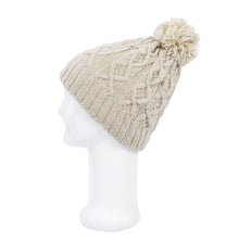Load image into Gallery viewer, Premium Thermal Dual Layer Diamond Knit Winter Beanie Hat w- Pom Pom