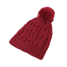 Load image into Gallery viewer, Premium Thermal Dual Layer Diamond Knit Winter Beanie Hat w- Pom Pom