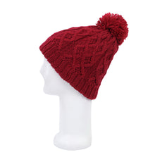 Load image into Gallery viewer, Premium Thermal Dual Layer Diamond Knit Winter Beanie Hat w- Pom Pom