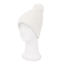 Load image into Gallery viewer, Premium Thermal Dual Layer Diamond Knit Winter Beanie Hat w- Pom Pom