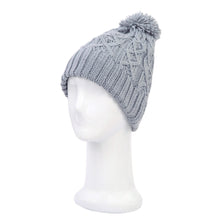 Load image into Gallery viewer, Premium Thermal Dual Layer Diamond Knit Winter Beanie Hat w- Pom Pom