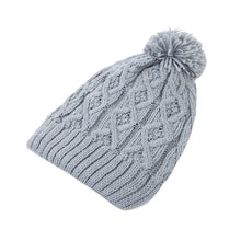 Load image into Gallery viewer, Premium Thermal Dual Layer Diamond Knit Winter Beanie Hat w- Pom Pom