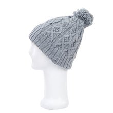 Load image into Gallery viewer, Premium Thermal Dual Layer Diamond Knit Winter Beanie Hat w- Pom Pom