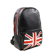 Load image into Gallery viewer, Premium Union Jack UK Flag Studded Black PU Leather Backpack School Shoulder Bag