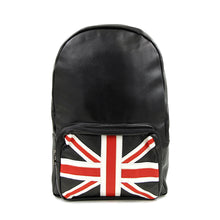 Load image into Gallery viewer, Premium Union Jack UK Flag Studded Black PU Leather Backpack School Shoulder Bag