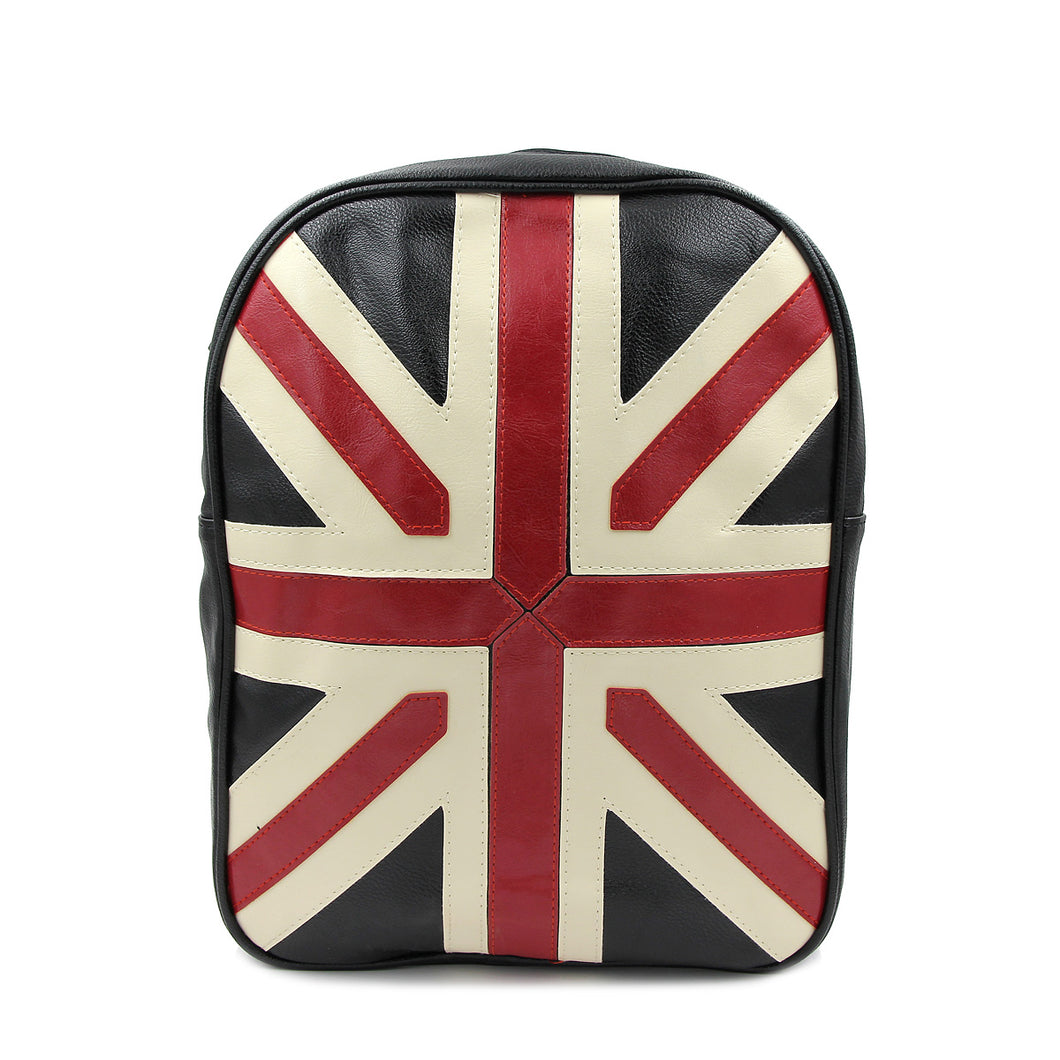 Premium Full Union Jack UK Flag Studded PU Leather Backpack School Shoulder Bag
