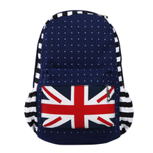 Load image into Gallery viewer, Premium Union Jack UK Flag Polka Dot Canvas Backpack School Shoulder Bag