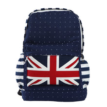 Load image into Gallery viewer, Premium Union Jack UK Flag Polka Dot Canvas Backpack School Shoulder Bag