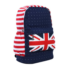 Load image into Gallery viewer, Premium Union Jack UK Flag Polka Dot Canvas Backpack School Shoulder Bag