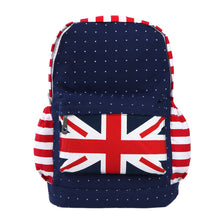 Load image into Gallery viewer, Premium Union Jack UK Flag Polka Dot Canvas Backpack School Shoulder Bag