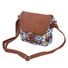 Load image into Gallery viewer, Small Tribal Style Bohemian Aztec Print Flap Crossbody Saddle Shoulder Bag