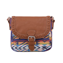Load image into Gallery viewer, Small Tribal Style Bohemian Aztec Print Flap Crossbody Saddle Shoulder Bag