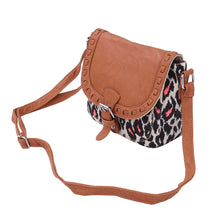 Load image into Gallery viewer, Small Leopard Print Canvas & PU Leather Flap Crossbody Saddle Shoulder Bag