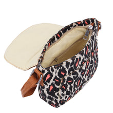 Load image into Gallery viewer, Small Leopard Print Canvas & PU Leather Flap Crossbody Saddle Shoulder Bag