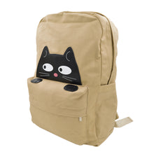 Load image into Gallery viewer, Premium Adorable Peeking Black Kitty Cat Canvas Backpack School Shoulder Bag