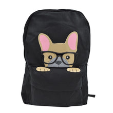 Load image into Gallery viewer, Premium Adorable Peeking French Bulldog Puppy Canvas Backpack School Shoulder Bag