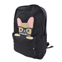Load image into Gallery viewer, Premium Adorable Peeking French Bulldog Puppy Canvas Backpack School Shoulder Bag