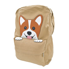 Load image into Gallery viewer, Premium Adorable Peeking Corgi Puppy Dog Canvas Backpack School Shoulder Bag