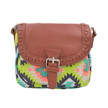 Load image into Gallery viewer, Small Bohemian Tribal Style Aztec Print Flap Crossbody Saddle Shoulder Bag