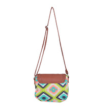 Load image into Gallery viewer, Small Bohemian Tribal Style Aztec Print Flap Crossbody Saddle Shoulder Bag