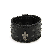 Load image into Gallery viewer, Premium Fleur De Lis Diamond Studded PU Leather Bracelet
