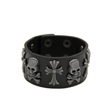 Load image into Gallery viewer, Premium Vintage Cross & Skull Studded PU Leather Bracelet