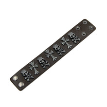 Load image into Gallery viewer, Premium Vintage Cross & Skull Studded PU Leather Bracelet