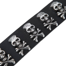 Load image into Gallery viewer, Premium Leather Vintage Pirate Skull Crossbones Studded Bracelet