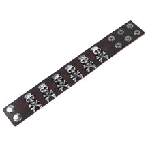 Load image into Gallery viewer, Premium Leather Vintage Pirate Skull Crossbones Studded Bracelet