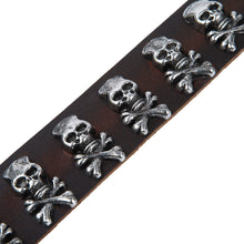 Load image into Gallery viewer, Premium Leather Vintage Pirate Skull Crossbones Studded Bracelet