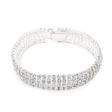 Load image into Gallery viewer, Premium Silver Tone Clear Rhinestone Crystal Fashion Tennis Bracelet