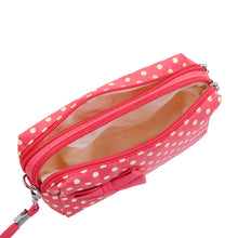 Load image into Gallery viewer, Premium Chic Small Polka Dot Bow Double Zip Wristlet Cosmetic Travel Makeup Bag