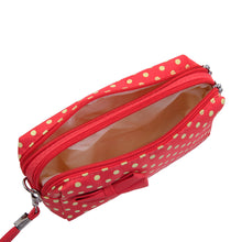 Load image into Gallery viewer, Premium Chic Small Polka Dot Bow Double Zip Wristlet Cosmetic Travel Makeup Bag