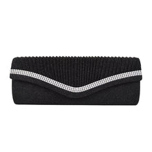 Load image into Gallery viewer, Elegant 2-Way Metallic Glitter Pleated Crystal Clutch Evening Bag