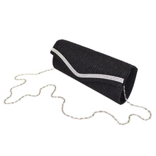 Load image into Gallery viewer, Elegant 2-Way Metallic Glitter Pleated Crystal Clutch Evening Bag