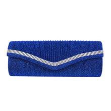 Load image into Gallery viewer, Elegant 2-Way Metallic Glitter Pleated Crystal Clutch Evening Bag
