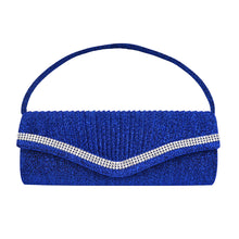 Load image into Gallery viewer, Elegant 2-Way Metallic Glitter Pleated Crystal Clutch Evening Bag
