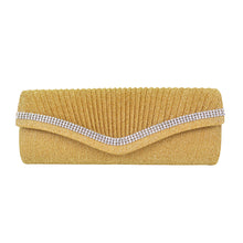 Load image into Gallery viewer, Elegant 2-Way Metallic Glitter Pleated Crystal Clutch Evening Bag