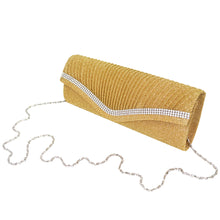 Load image into Gallery viewer, Elegant 2-Way Metallic Glitter Pleated Crystal Clutch Evening Bag