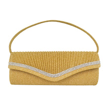 Load image into Gallery viewer, Elegant 2-Way Metallic Glitter Pleated Crystal Clutch Evening Bag