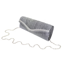 Load image into Gallery viewer, Elegant 2-Way Metallic Glitter Pleated Crystal Clutch Evening Bag