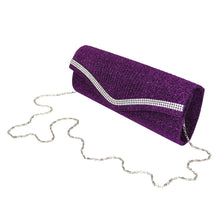 Load image into Gallery viewer, Elegant 2-Way Metallic Glitter Pleated Crystal Clutch Evening Bag