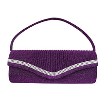 Load image into Gallery viewer, Elegant 2-Way Metallic Glitter Pleated Crystal Clutch Evening Bag
